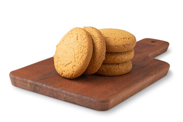group of oatmeal cookies isolated on white background