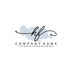 HF Initial handwriting logo template vector