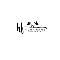 HF Initial handwriting logo template vector
