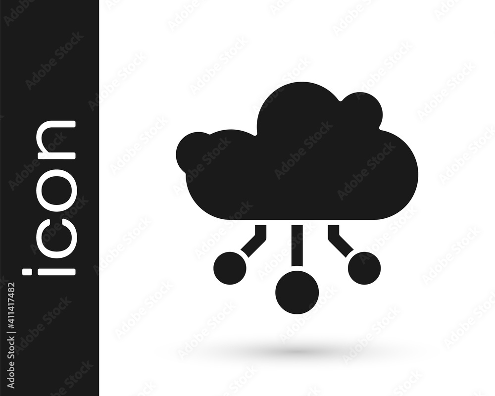 Poster black internet of things icon isolated on white background. cloud computing design concept. digital 