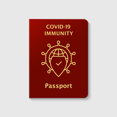 COVID-19 immunity passport concept as certificate of being immune against coronavirus and allowed to freely travel