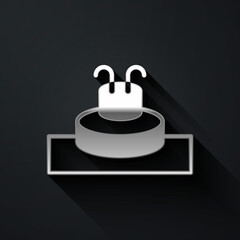 Silver Fountain icon isolated on black background. Long shadow style. Vector.