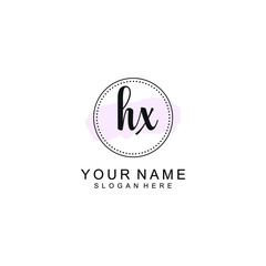 HX Initial handwriting logo template vector