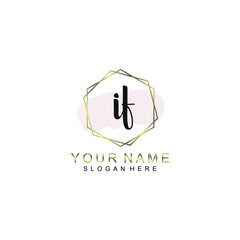 IF Initial handwriting logo template vector