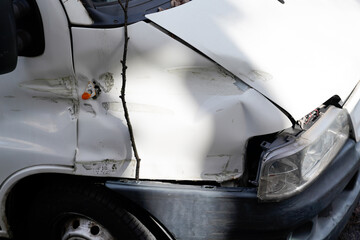 decoyed damaged van and worn parked abandoned in the street