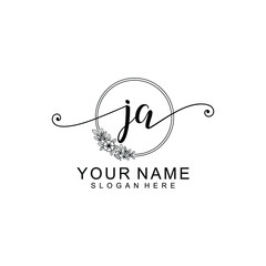 JA Initial handwriting logo template vector