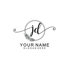JD Initial handwriting logo template vector