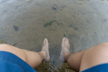 Backgrounds Legs sit in water