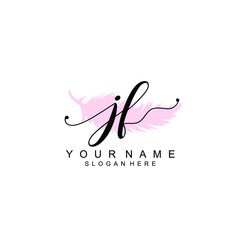 JF Initial handwriting logo template vector