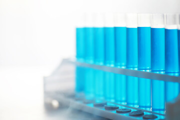 Vaccine vial search concept on table. Close up Vaccine flaskl for prevention,immunization and treatment.