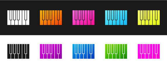 Set Grand piano icon isolated on black and white background. Musical instrument. Vector.
