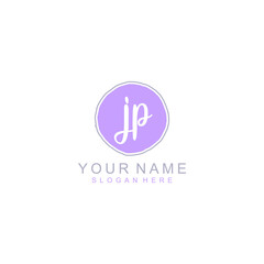 JP Initial handwriting logo template vector