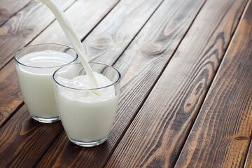 milk pouring into glass