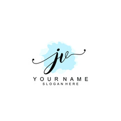 JV Initial handwriting logo template vector