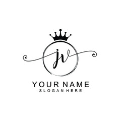 JV Initial handwriting logo template vector