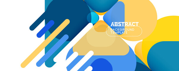 Flat geometric round shapes and dynamic lines, abstract background. Vector illustration for placards, brochures, posters and banners