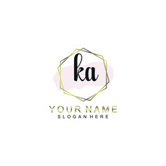 KA Initial handwriting logo template vector