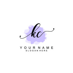 KC Initial handwriting logo template vector