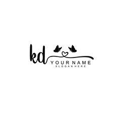 KD Initial handwriting logo template vector