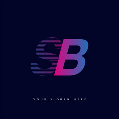 initial letter logo SB colored blue and magenta with striped composition, Vector logo design template elements for your business or company identity.