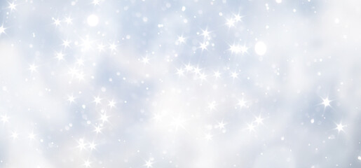 blue snowfall bokeh background, abstract snowflake background on blurred abstract blue