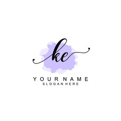KE Initial handwriting logo template vector