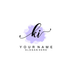 KI Initial handwriting logo template vector