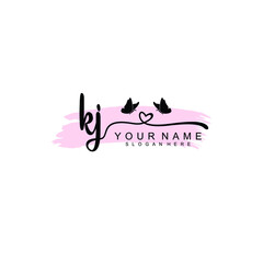 KJ Initial handwriting logo template vector