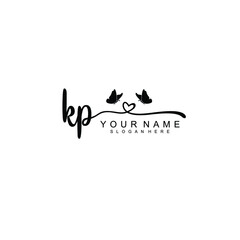 KP Initial handwriting logo template vector