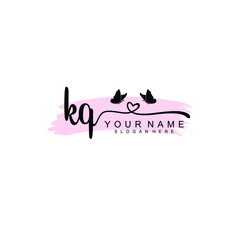 KQ Initial handwriting logo template vector