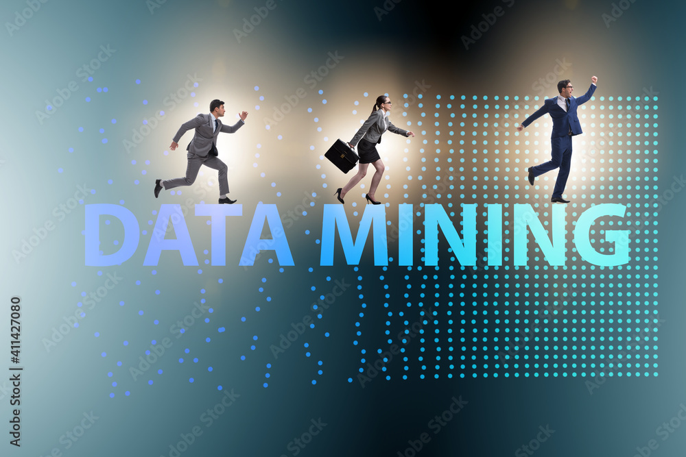 Poster concept of big data and data mining with business people