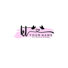 KT Initial handwriting logo template vector