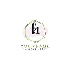 KT Initial handwriting logo template vector