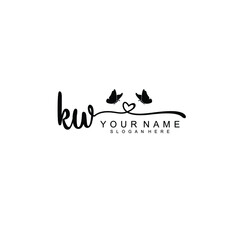 KW Initial handwriting logo template vector