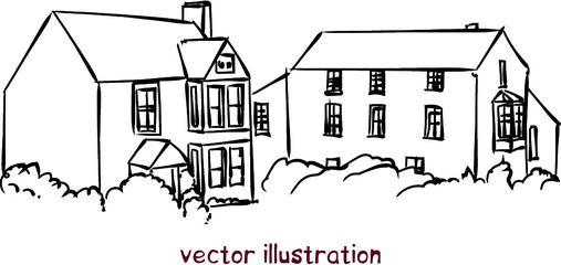 Fototapeta premium vector sketch of Europe suburb
