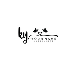 KY Initial handwriting logo template vector