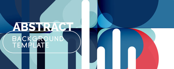 Flat geometric round shapes and dynamic lines, abstract background. Vector illustration for placards, brochures, posters and banners
