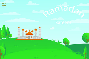 Obraz na płótnie Canvas Mosque background design for banner in the month of Ramadan is simple and clean
