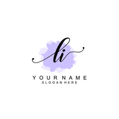 LI Initial handwriting logo template vector