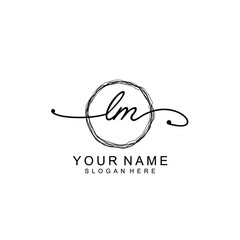 LM Initial handwriting logo template vector