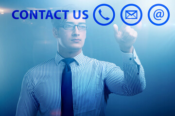 Businessman pressing in communication concept