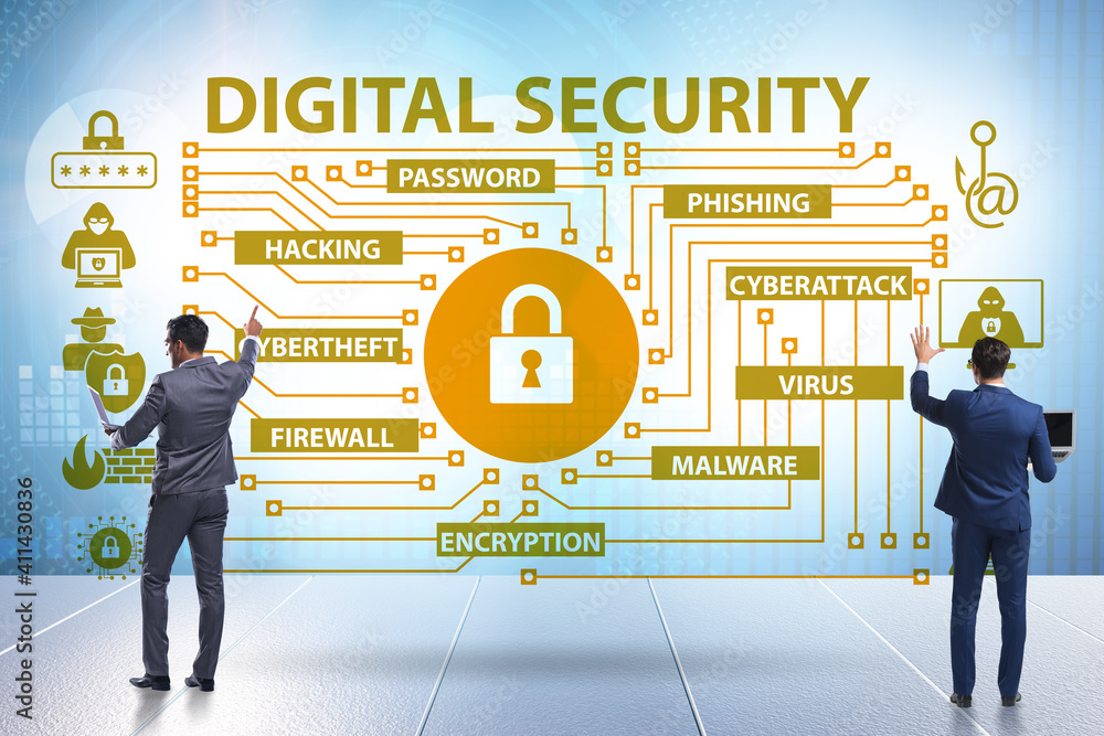 Aufkleber digital security concept with key elements