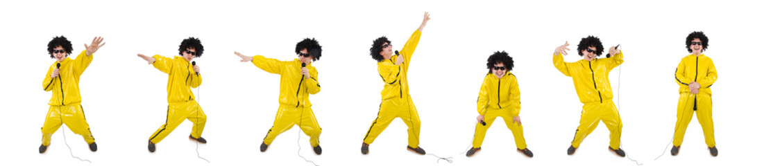 Man in yellow suit isolated on white