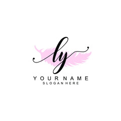 LY Initial handwriting logo template vector
