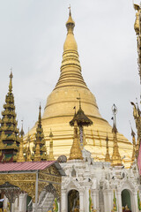 Fototapeta premium The Shwedagon pagoda the most famous landmark of Myanmar. 