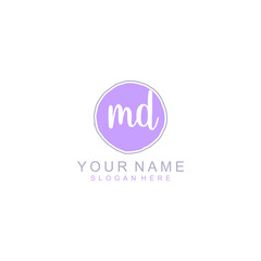 MD Initial handwriting logo template vector