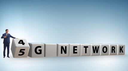 Businessman in transition from 4G to 5G