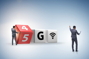 Businessman in transition from 4G to 5G