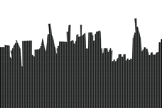 New York city silhouette with windows pattern eps10 vextor black and white illustration.