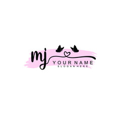 MJ Initial handwriting logo template vector